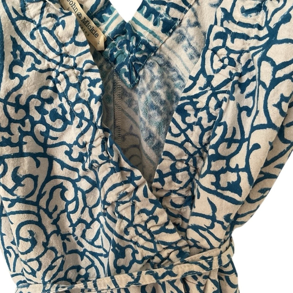 John & Mickie blue and white Print Cotton Maxi Wrap Dress Size 2 - Picture 10 of 14